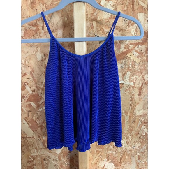 Sacred Threads Royal Blue Pleated Spaghetti Strap Top OS - Picture 2 of 5